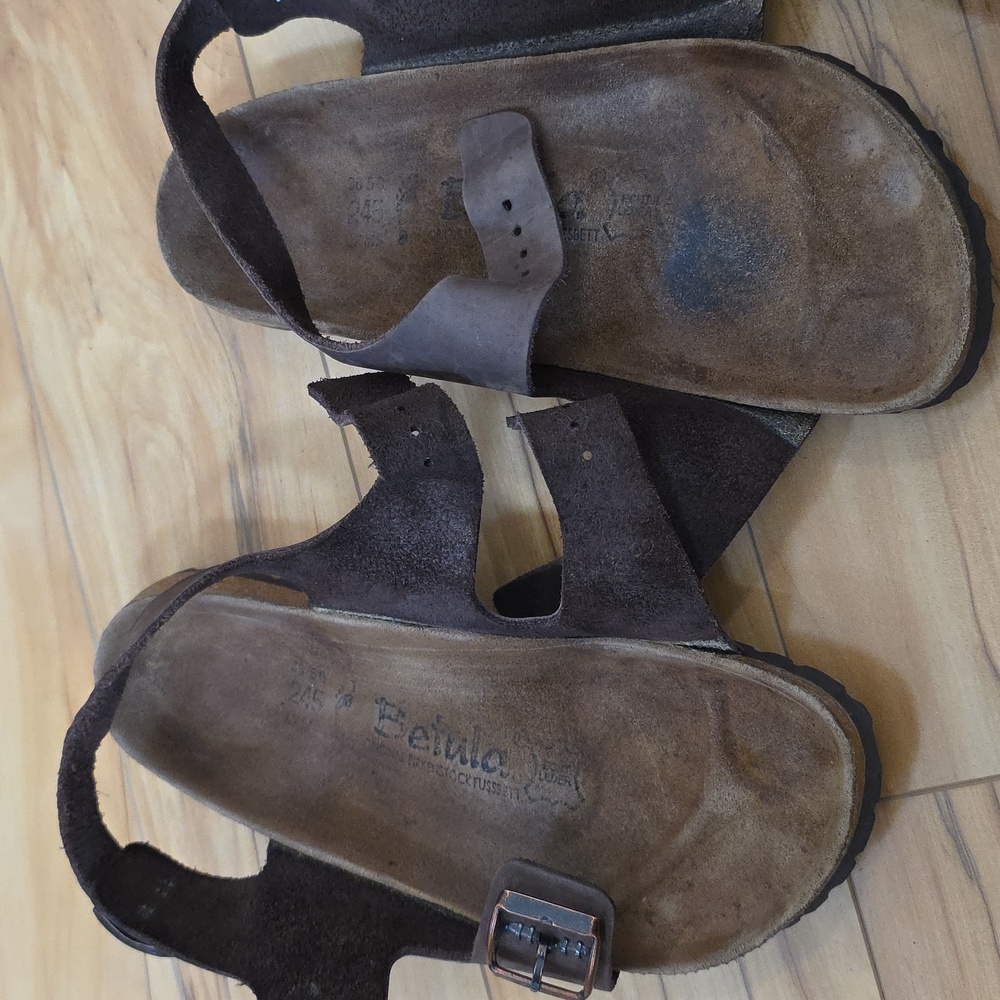 Birkenstock Betula Brown Milano Sandals Size EU 38(7-7.5) Antique Bronze Buckles - Picture 13 of 16